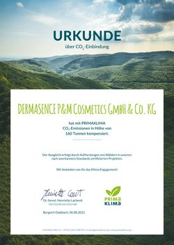 [Translate to Niederländisch:] Zertifikat von PrimaKlima e.V. für DERMASENCE