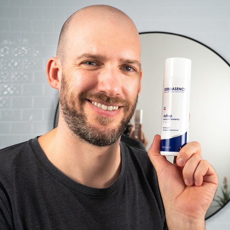 Photo of a man applying the product.