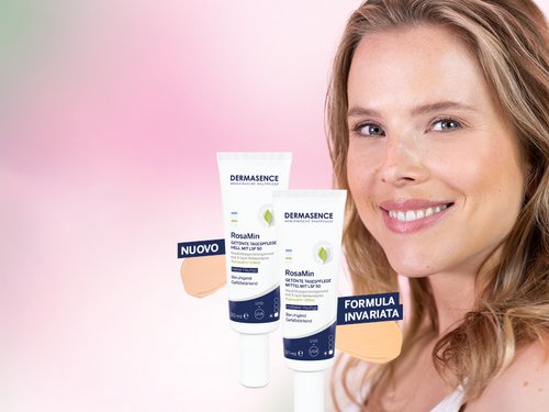 I nuovi prodotti RosaMin con una donna sorridente sullo sfondo