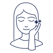Icon of a woman touching her cheek