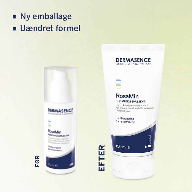 Sammenligning af emballagen (gammel og ny)