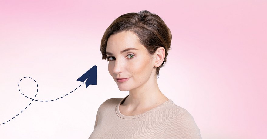 Rosacea-vrouw met papiervlieger icoon