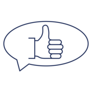 Icon of a speech bubble with 5 stars