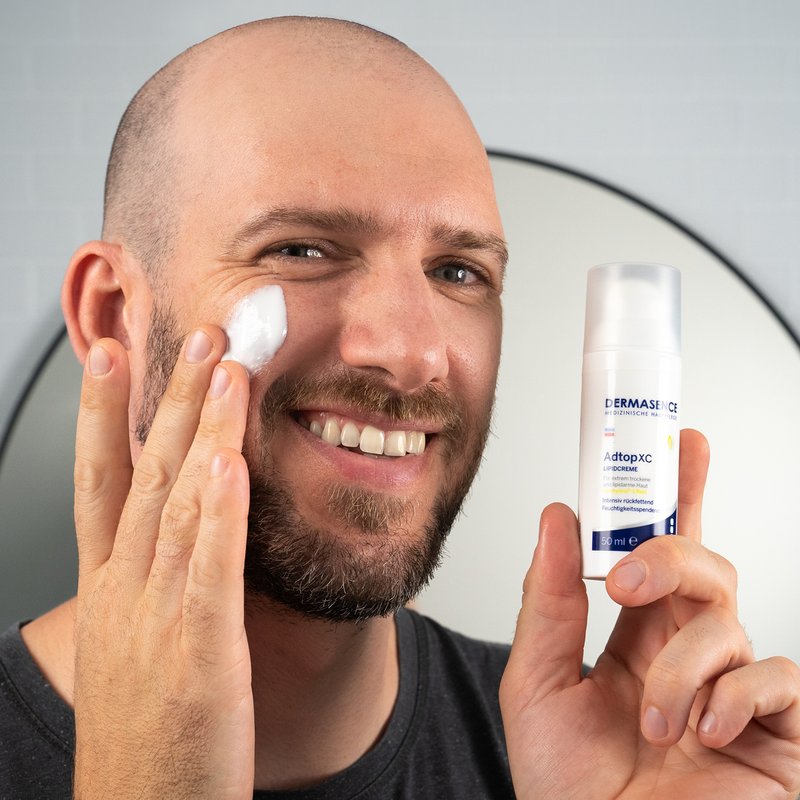 Photo of a man applying the product.