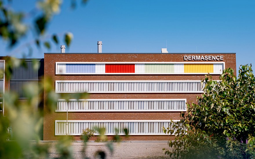 Exterior view of the DERMASENCE company building